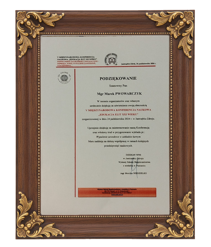 podziekowanie v miedzynarodowa konferencja naukowa framed